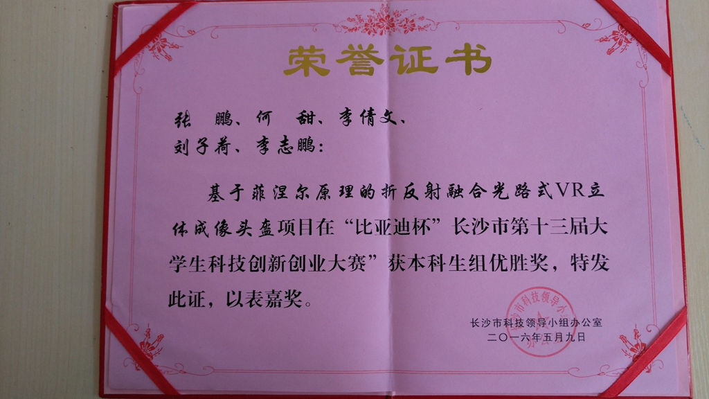 ok138太阳集团学子获长沙市第十三届大学生科技创新创业大赛优胜奖